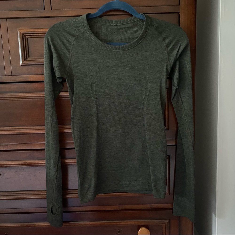 Lululemon swiftly tech long sleeve green cropped